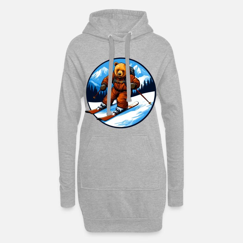 Ski Bären - Hoodie-Kleid - Grau meliert
