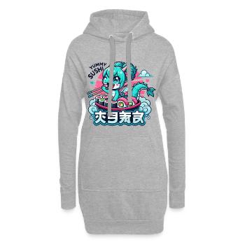 Cadeau Dragon Maki Sushi Kawaii - Sweat-shirt à capuche long Femme - gris chiné - Devant