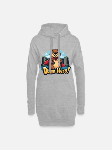 Beaver Hero – Dam Hero! - Hoodie Dress - heather grey