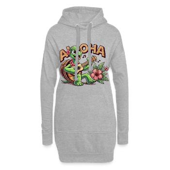 Aloha Turtle Ukulele Hawaii Hibiscus Cadeau - Sweat-shirt à capuche long Femme - gris chiné - Devant