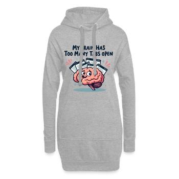 Mein Gehirn hat zu viele Tabs offen - Hoodie-Kleid - Grau meliert - Vorne