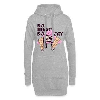 Pas de hâte, pas de cri – motif de paresse détendu - Sweat-shirt à capuche long Femme - gris chiné - Devant