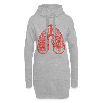 Vélo et poumons – Respirez la liberté - Sweat-shirt à capuche long Femme - gris chiné - Devant