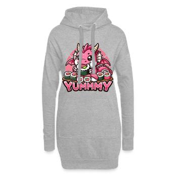 Drache Maki Sushi Yummy Kawaii Geschenk - Hoodie-Kleid - Grau meliert - Vorne