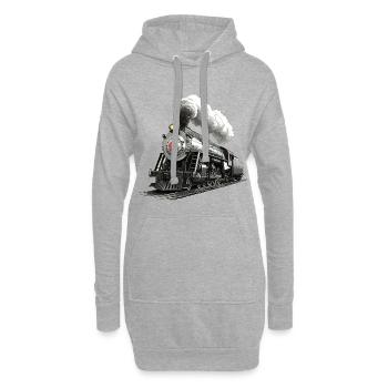 Locomotive à vapeur nostalgique - Illustration ferroviaire - Sweat-shirt à capuche long Femme - gris chiné - Devant