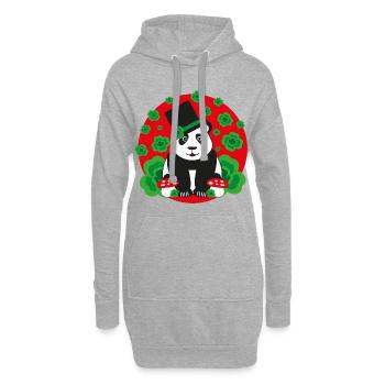 Panda Glücksbringer mit Kleeblätter. - Hoodie-Kleid - Grau meliert - Vorne