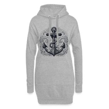 Anker Schiffsanker Anker cool maritim Geschenk - Hoodie-Kleid - Grau meliert - Vorne