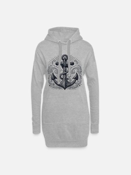 Anker Schiffsanker Anker cool maritim Geschenk - Hoodie-Kleid - Grau meliert