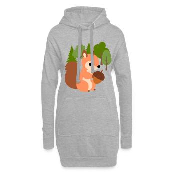 Écureuil à la noix - Sweat-shirt à capuche long Femme - gris chiné - Devant