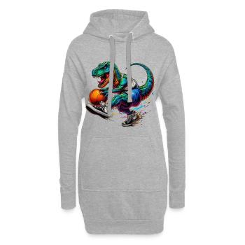 SSW34 Dino avec basket-ball - Sweat-shirt à capuche long Femme - gris chiné - Devant
