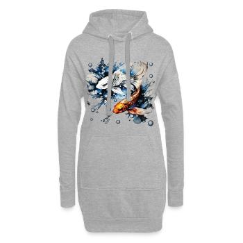 Koifische und Blasen - Hoodie-Kleid - Grau meliert - Vorne