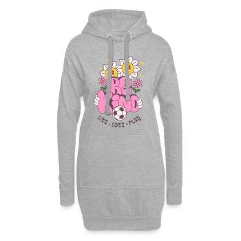 Be Kind – Fußball & Blumen Retro Look - Hoodie-Kleid - Grau meliert - Vorne
