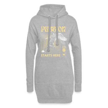 Passion Starts Here – Fußball-Design mit Grid - Hoodie-Kleid - Grau meliert - Vorne