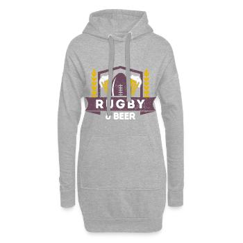 Rugby & Beer – Game Day Essentials - Hoodie-Kleid - Grau meliert - Vorne