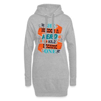 She Needed a Hero – Empowerment Statement - Hoodie-Kleid - Grau meliert - Vorne