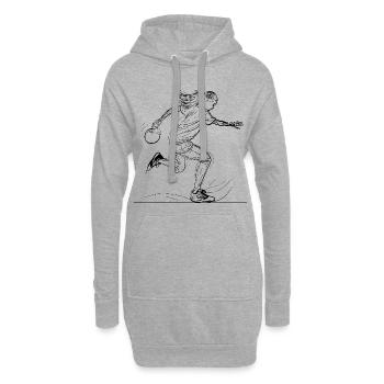 Bowlingspielerin Zeichnung - Hoodie-Kleid - Grau meliert - Vorne