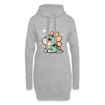 Stegosaurus Baby Dino Babydino Sterne Geschenk - Hoodie-Kleid - Grau meliert - Vorne