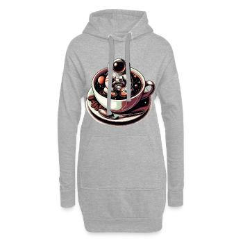 Schwarzer Kaffee Astronaut Tasse Galaxie Geschenk - Hoodie-Kleid - Grau meliert - Vorne