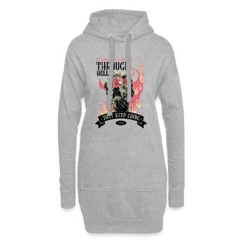 Durch die Hölle? Weitergehen! - Hoodie-Kleid - Grau meliert - Vorne