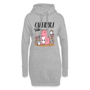 Capybara détendu avec des amis - Sweat-shirt à capuche long Femme - gris chiné - Devant