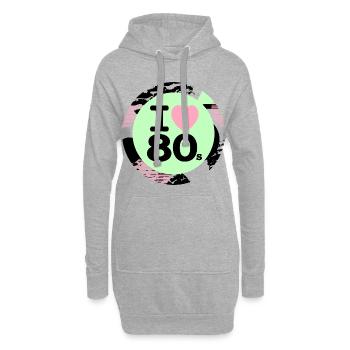I ♥ Années 80 – Ambiance rétro néon - Sweat-shirt à capuche long Femme - gris chiné - Devant