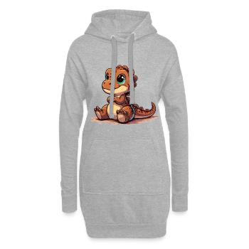 T-Rex süß Baby Dino Baby Dinobaby Geschenk - Hoodie-Kleid - Grau meliert - Vorne