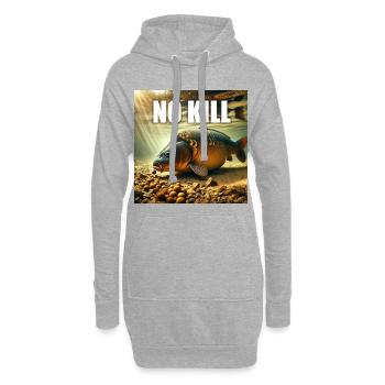 Carpe cuire qui déguste ses bouillettes - Sweat-shirt à capuche long Femme - gris chiné - Devant