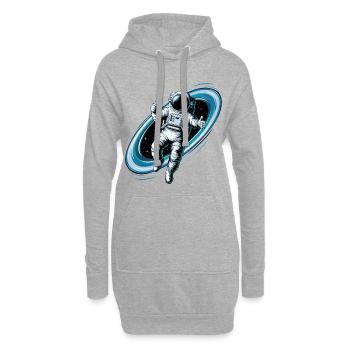 Cooler Astronaut im Weltraum mit Daumen hoch - Hoodie-Kleid - Grau meliert - Vorne