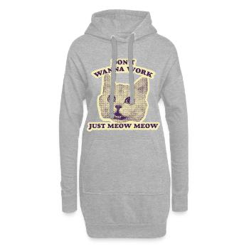 Ne veut pas travailler - Drôle de chat - Sweat-shirt à capuche long Femme - gris chiné - Devant