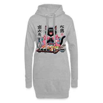 Sushi Katze Kimono Maki Nigiri Geschenk - Hoodie-Kleid - Grau meliert - Vorne