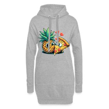 Pizza Hawaii Baiser Relation d’amour Drôle Cadeau - Sweat-shirt à capuche long Femme - gris chiné - Devant