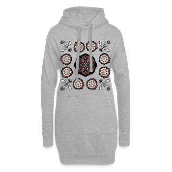 Dark flower mandala pattern - Hoodie Dress - heather grey - Front