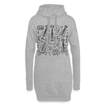 Ukulele Comic-Stil - Hoodie-Kleid - Grau meliert - Vorne