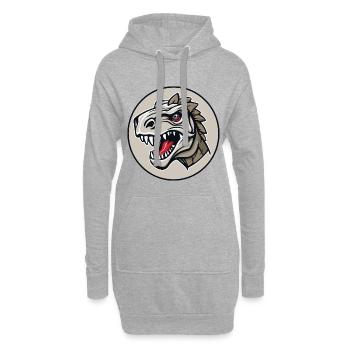 Illustration eines gefährlich aussehenden Dinosauriers - Hoodie-Kleid - Grau meliert - Vorne
