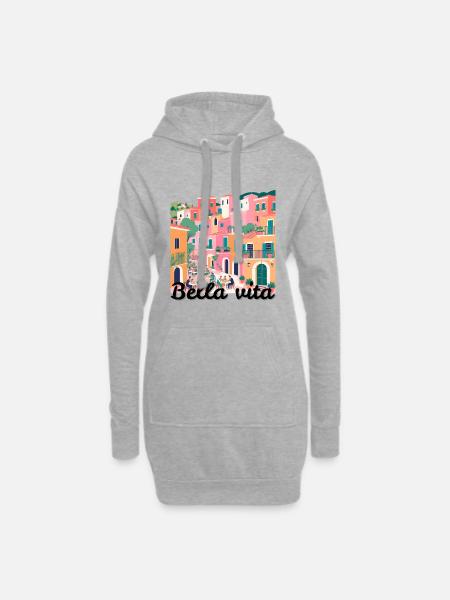 Colourful Mediterranean terraced village - Hoodie Dress - heather grey