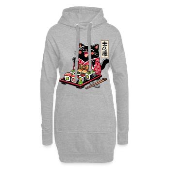 Sushi Chat Noir Kimono Maki Nigiri Cadeau - Sweat-shirt à capuche long Femme - gris chiné - Devant