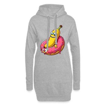 Banane Donut Relation Amour Faire Cadeau - Sweat-shirt à capuche long Femme - gris chiné - Devant