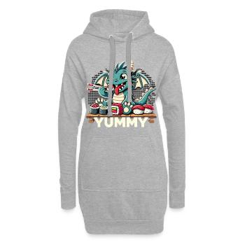 Drache Maki Sushi Yummy Kawaii Geschenk - Hoodie-Kleid - Grau meliert - Vorne