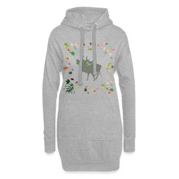 Hirsch mit Herbstlaub - Hoodie-Kleid - Grau meliert - Vorne