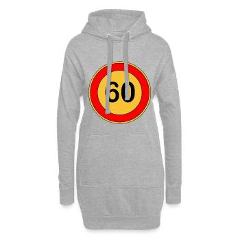 60.Geburtstag , 60 Jahre , Verkehrsschild Gelb - Hoodie-Kleid - Grau meliert - Vorne