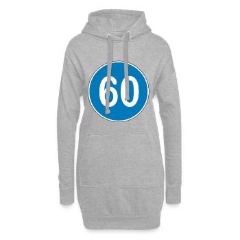 60.Geburtstag , 60 Jahre , Verkehrsschild Blau - Hoodie-Kleid - Grau meliert - Vorne