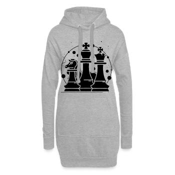 Schachfiguren Comic Look - Hoodie-Kleid - Grau meliert - Vorne