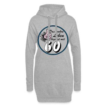 60e anniversaire, la vraie vie - Sweat-shirt à capuche long Femme - gris chiné - Devant