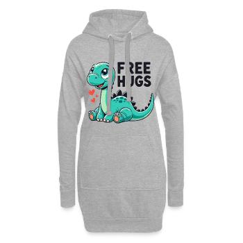 Apatosaurus Dino Baby Gratis Umarmungen Geschenk - Hoodie-Kleid - Grau meliert - Vorne
