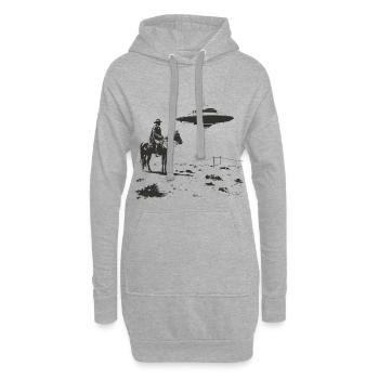 Cowboy trifft UFO – Wildwest Alien Begegnung - Hoodie-Kleid - Grau meliert - Vorne