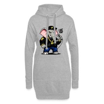 Rapper-Elefant: einzigartiger urbaner Style! - Hoodie-Kleid - Grau meliert - Vorne