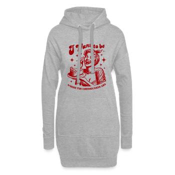 Cheesecake Retro Sehnsucht - Hoodie-Kleid - Grau meliert - Vorne