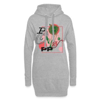 Poésie botanique coquelicot - Sweat-shirt à capuche long Femme - gris chiné - Devant