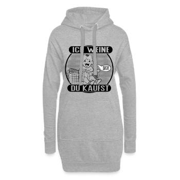 Ich weine – du bezahlst! - Hoodie-Kleid - Grau meliert - Vorne
