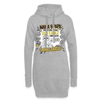 Mama und Papa ohne Abstand Baby Humor Design - Hoodie-Kleid - Grau meliert - Vorne